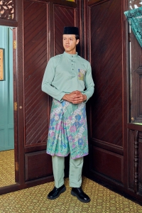 Baju Melayu Batik in Mint Green